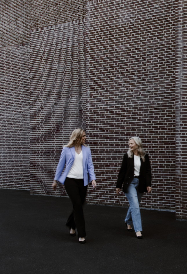 Two women walking-1